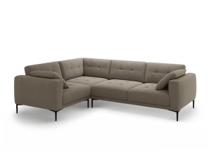 Canapea cu colt gri maroniu din catifea pentru 4 persoane Bemy Left Velvet Micadoni