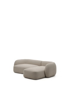 Canapea cu colt gri piatra din textil pentru 3 persoane Martina Chenille Right Kave Home