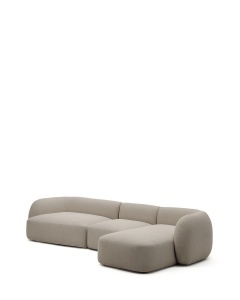 Canapea cu colt gri piatra din textil pentru 4 persoane Martina Chenille Right Kave Home
