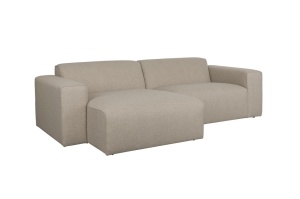 Canapea cu colt maro cappuccino din textil pentru 3 persoane Milka Left Zuiver