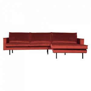 Canapea cu colt maro castana/neagra din catifea 300 cm Rodeo Right Be Pure Home