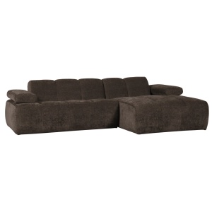 Canapea cu colt maro din textil 284 cm Mojo Rib Right Woood
