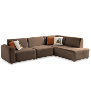 Canapea cu colt maro din textil 290 cm S-loft Right The Home Collection