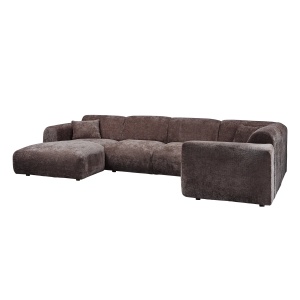 Canapea cu colt maro din textil 345 cm Cloud Right Chenille Woood