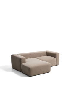 Canapea cu colt maro din textil pentru 2 persoane Blok Chenille Left Kave Home