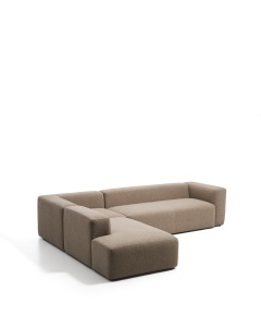 Canapea cu colt maro din textil pentru 5 persoane Blok Chenille Left Kave Home