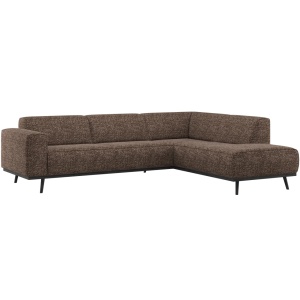 Canapea cu colt maro inchis din textil 274 cm Statement Melange Right Woood