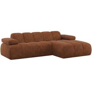 Canapea cu colt maro ruginiu din textil 284 cm Mojo Woolly Right Woood