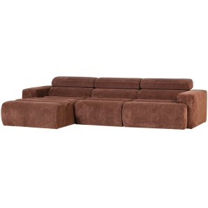 Canapea cu colt maro teracota din textil 300 cm Novi Rib Left Woood
