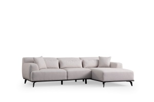 Canapea cu colt modulara alba din textil 280 cm Jaguar Right The Home Collection