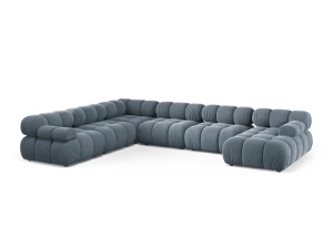 Canapea cu colt modulara albastru deschis din catifea pentru 8 persoane Bellis Panoramic Left Micadoni
