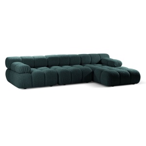 Canapea cu colt modulara albastru petrol din textil pentru 4 persoane Bellis Boucle Right Micadoni