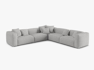 Canapea cu colt modulara argintie din textil pentru 5 persoane Martina Boucle Micadoni