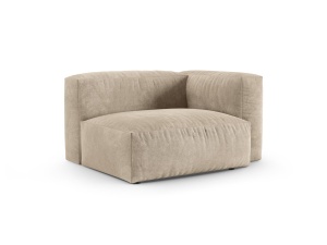 Canapea cu colt modulara bej deschis din catifea pentru 1 persoana Martina Right 120 XL Micadoni