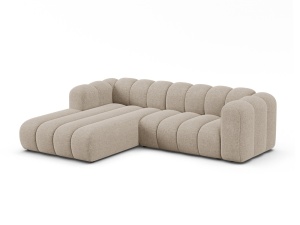 Canapea cu colt modulara bej deschis din textil pentru 4 persoane Lupine M Left Micadoni