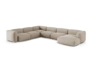 Canapea cu colt modulara bej deschis din textil pentru 6 persoane Martina Boston Left XL Micadoni