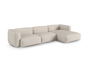 Canapea cu colt modulara bej din textil pentru 3 persoane Martina Boucle XL Right Micadoni