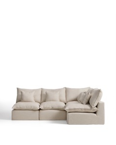 Canapea cu colt modulara bej din textil pentru 4 persoane Anarela 287 Right Kave Home