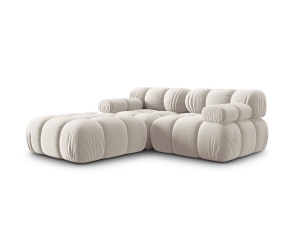 Canapea cu colt modulara bej inchis din catifea pentru 3 persoane Bellis Bluvel Left Micadoni