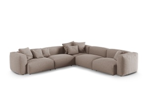 Canapea cu colt modulara bej inchis din textil pentru 5 persoane Martina XL Micadoni