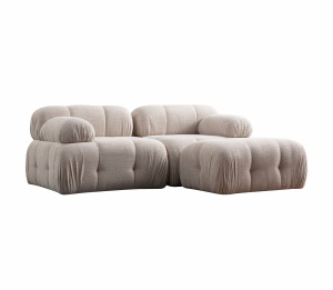 Canapea cu colt modulara crem din textil 190 cm Petite The Home Collection