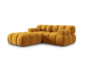 Canapea cu colt modulara galbena din catifea pentru 3 persoane Bellis Bluvel Left Micadoni
