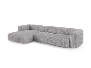 Canapea cu colt modulara gri deschis din textil pentru 3 persoane Martina Corduroy Left Micadoni