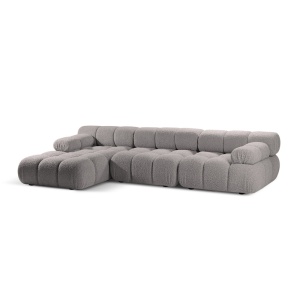 Canapea cu colt modulara gri deschis din textil pentru 4 persoane Bellis Boucle Left Micadoni