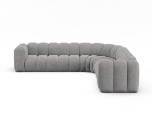 Canapea cu colt modulara gri deschis din textil pentru 5 persoane Lupine Chenille Right Micadoni