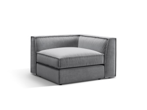 Canapea cu colt modulara gri din catifea pentru 1 persoana Pola Salvador Corner Micadoni