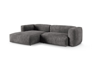 Canapea cu colt modulara gri din catifea pentru 2 persoane Martina Left XL Micadoni