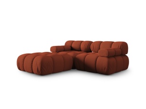 Canapea cu colt modulara maro caramiziu din textil pentru 3 persoane Bellis Left 3D Micadoni