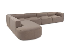 Canapea cu colt modulara maro deschis din textil 320 cm Mora XL Left The Home Collection