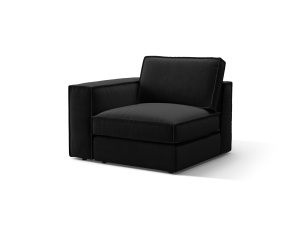 Canapea cu colt modulara neagra din catifea pentru 1 persoana Pola Left Micadoni