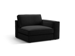 Canapea cu colt modulara neagra din catifea pentru 1 persoana Pola Salvador Right Micadoni