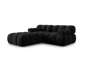 Canapea cu colt modulara neagra din catifea pentru 3 persoane Bellis Bluvel Left Micadoni