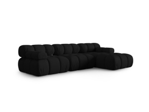 Canapea cu colt modulara neagra din textil pentru 4 persoane Bellis 155 Right 3D Micadoni
