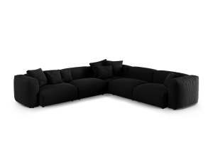 Canapea cu colt modulara neagra din textil pentru 5 persoane Martina XL Micadoni