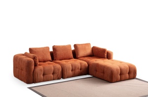 Canapea cu colt modulara portocalie din textil pentru 3 persoane Amaris The Home Collection
