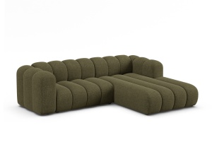 Canapea cu colt modulara verde din textil pentru 4 persoane Lupine Chenille M Right Micadoni