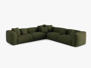 Canapea cu colt modulara verde din textil pentru 5 persoane Martina Micadoni