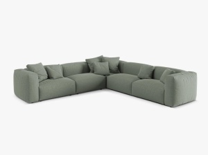 Canapea cu colt modulara verde muschi din textil pentru 5 persoane Martina Micadoni