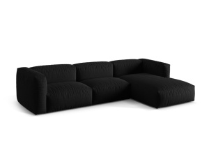 Canapea cu colt neagra din textil pentru 3 persoane Martina Right Micadoni