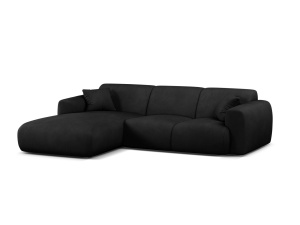 Canapea cu colt neagra din textil pentru 4 persoane Molino Chenille Left Micadoni