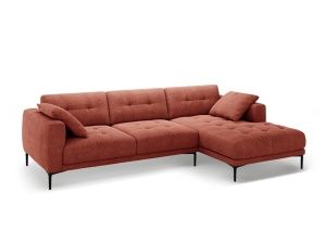 Canapea cu colt rosu corai din textil pentru 3 persoane Bemy Right Structural Micadoni
