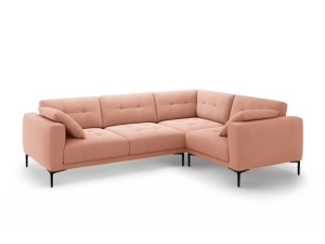 Canapea cu colt roz din catifea pentru 4 persoane Bemy Right Velvet Micadoni