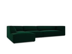Canapea cu colt verde din catifea pentru 5 persoane Ruby Salvador Left Micadoni