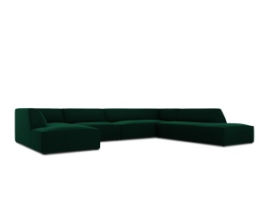 Canapea cu colt verde din catifea pentru 7 persoane Ruby Right Micadoni