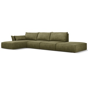 Canapea cu colt verde din textil pentru 5 persoane Kaelle Left Micadoni