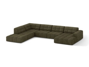 Canapea cu colt verde din textil pentru 7 persoane Jennifer Panoramic Chenille Left Micadoni
